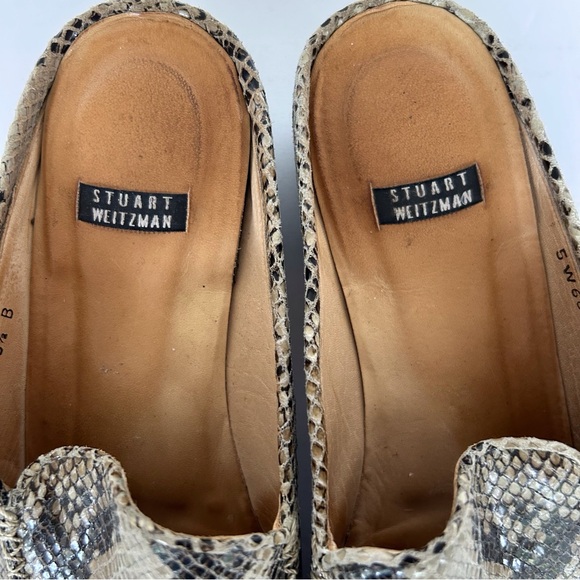 STUART WEITZMAN SNAKESKIN LEATHER MULES. LOGS SLIP ONS SIZE 8.5 - Picture 4 of 16